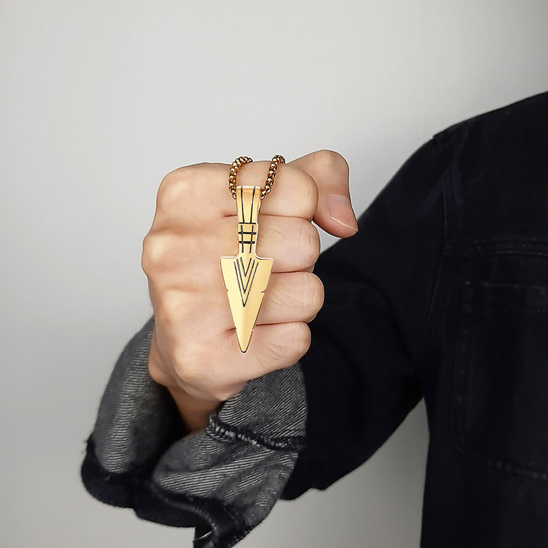 Necklace Steel - Arrowhead Pendant Gold Plated