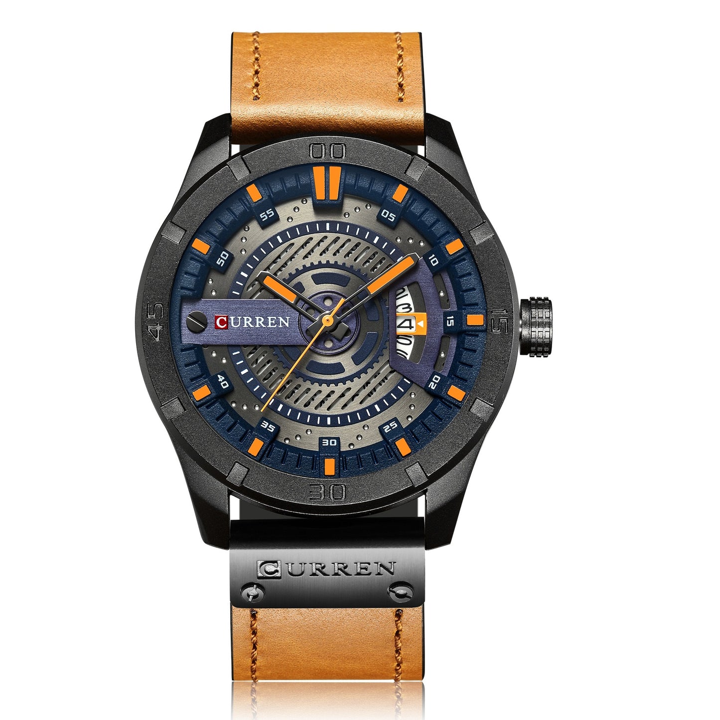 Watch - Curren Orange Leather Men's Watch