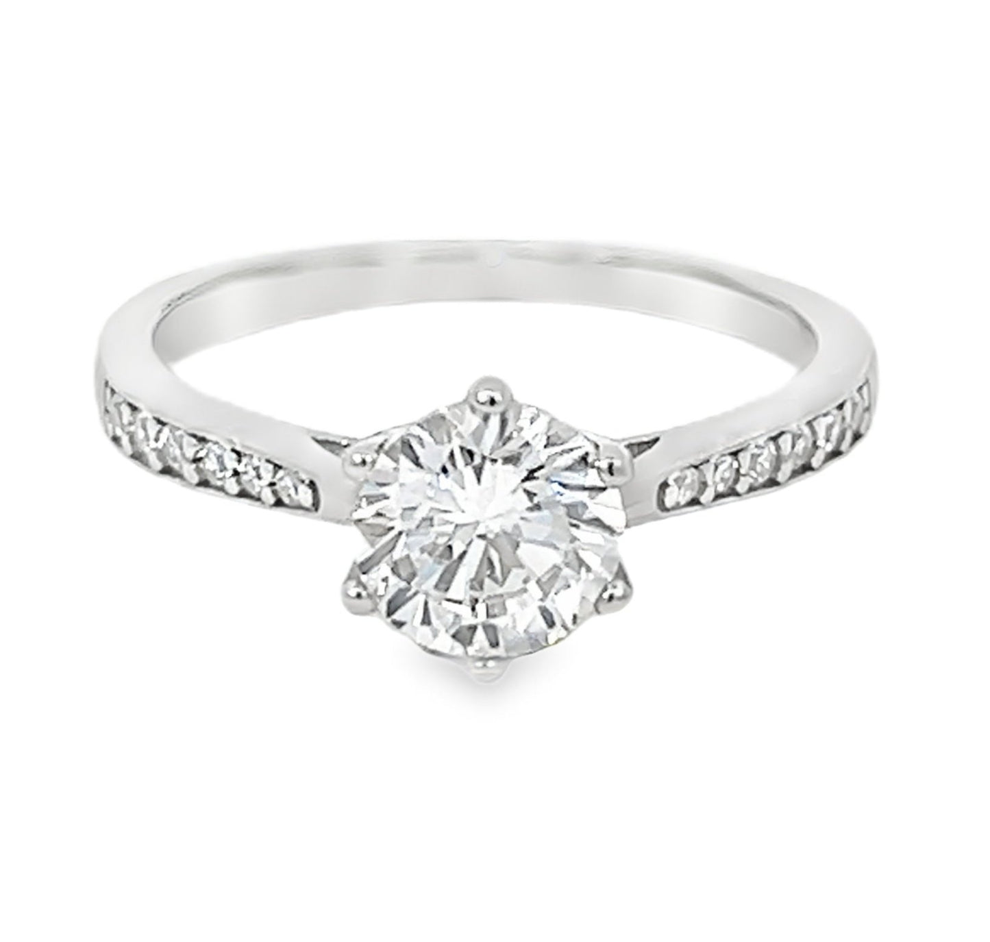 Ring Silver -6 Prong Cubic Zirconia Engagement Ring