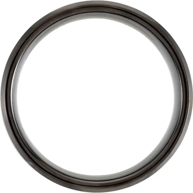 Ring Tungsten - Black & Blue PVD 8 mm Beveled Grooved Band