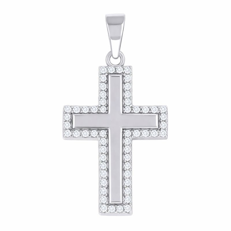 Pendant 925 Silver - Pendant with Cubic Zirconia Cross