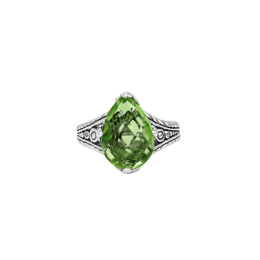Ring Silver - Peridot Teardrop Ring in 925 Sterling Silver