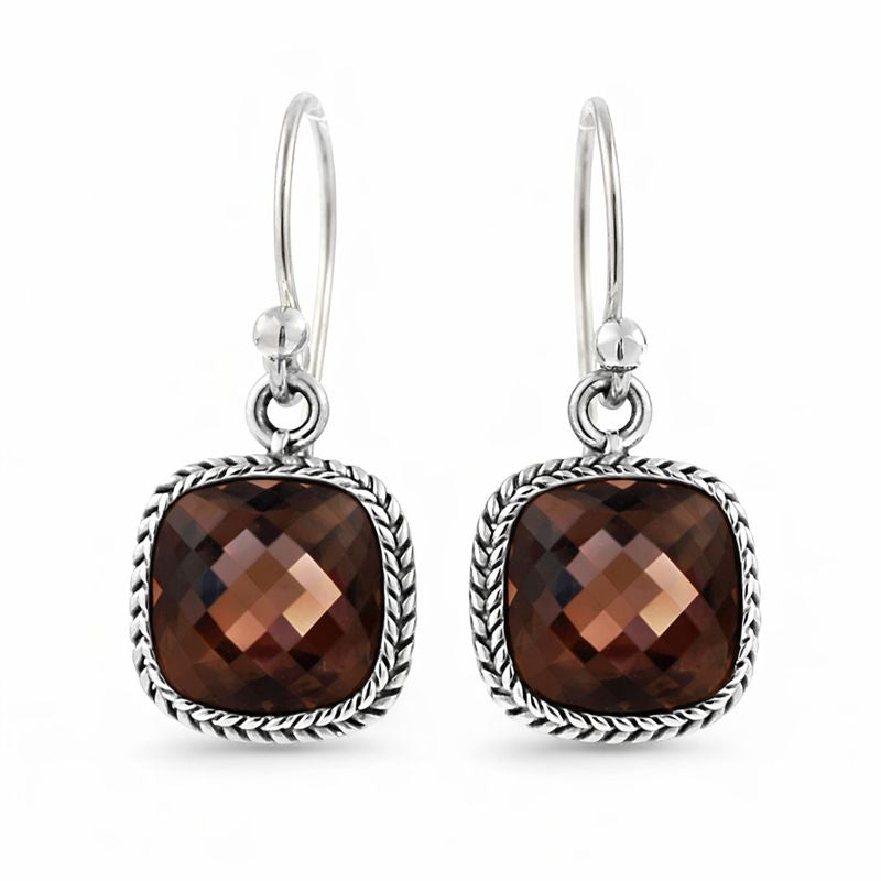 Earrings - 925 Sterling Silver Smokey Quartz