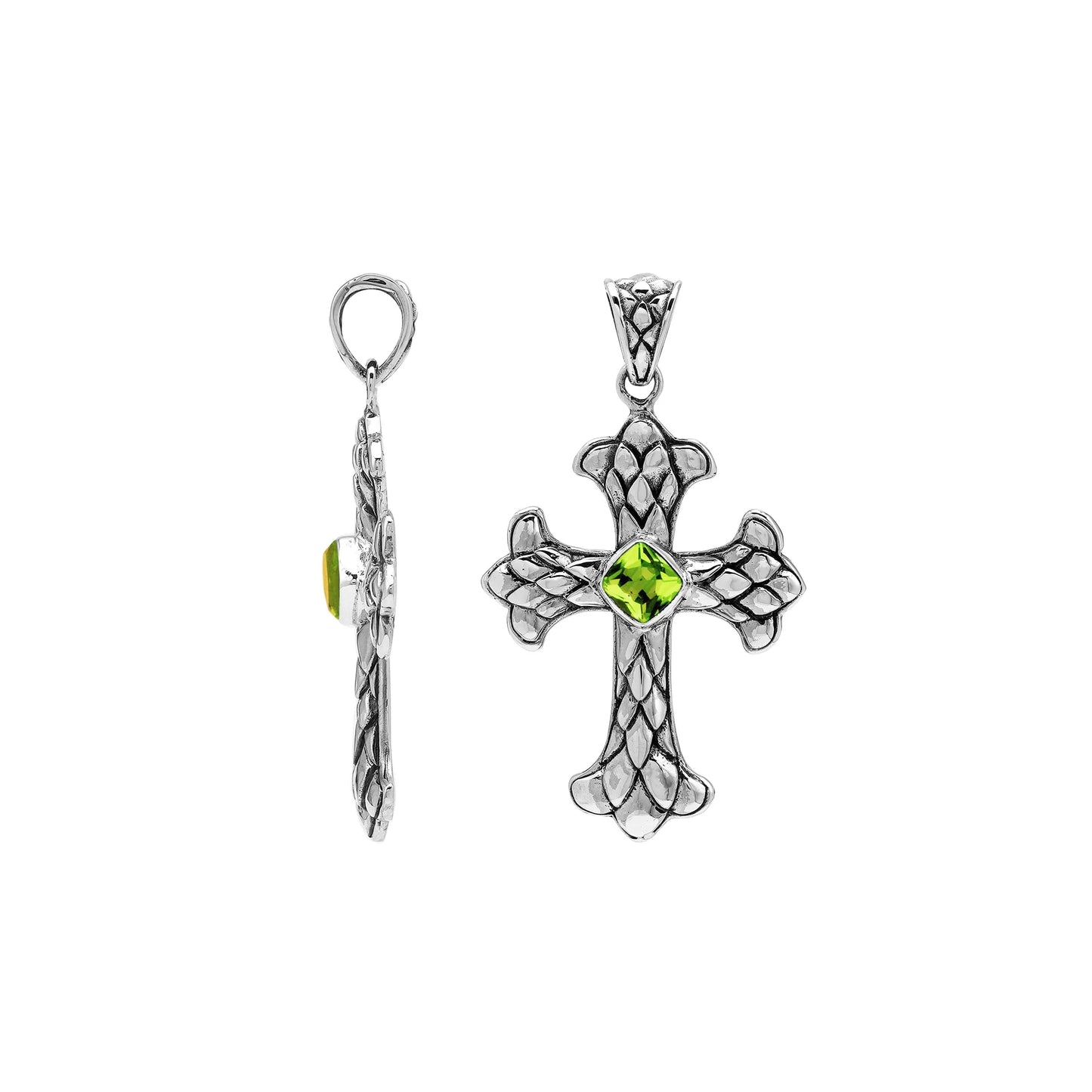 Pendant - Sterling Silver 925 Cross with Semi-Precious Stone Variants