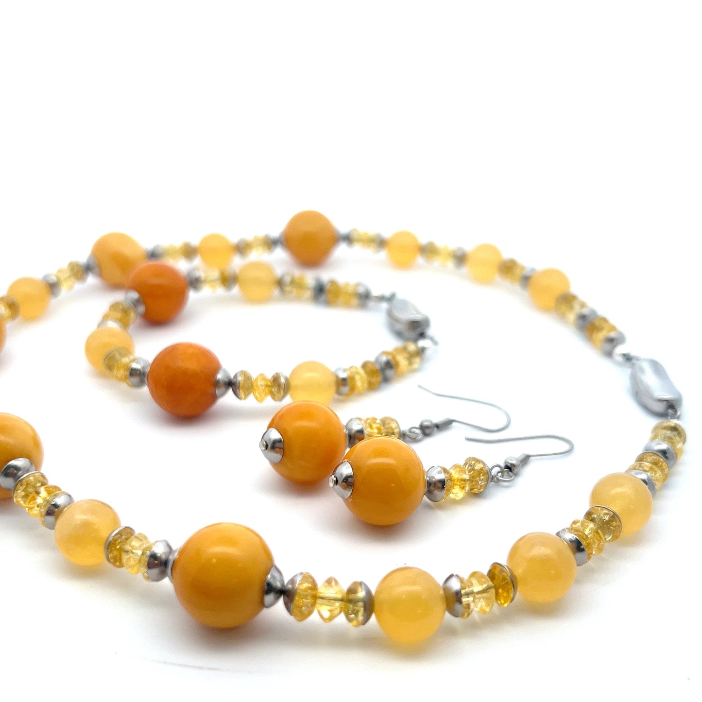Semi-Precious Stone Set_AMBER, YELLOW JADE & YELLOW QUARTZ