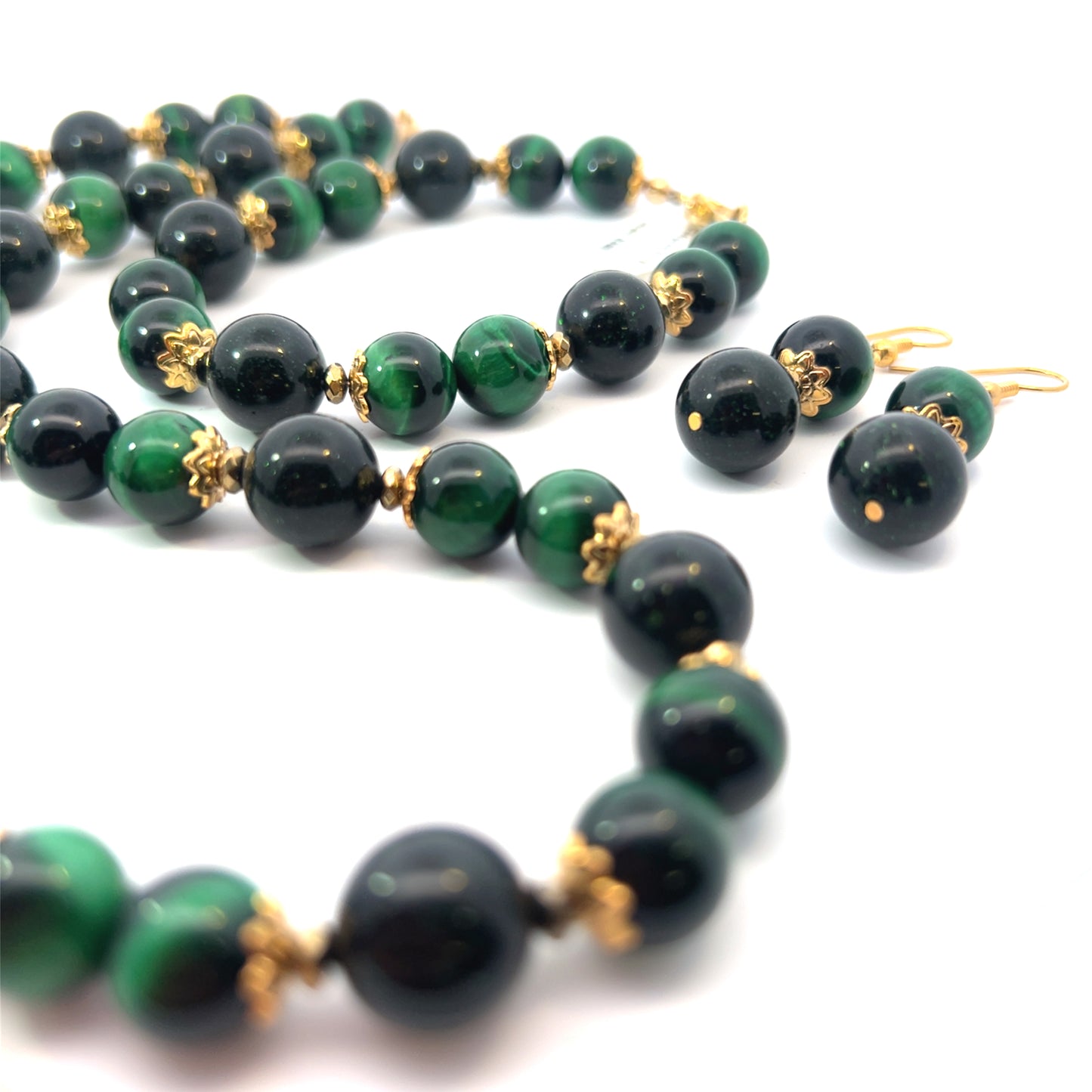 Semi-Precious Stone Set_CAT‘S EYE AND GREEN GOLDSTONE