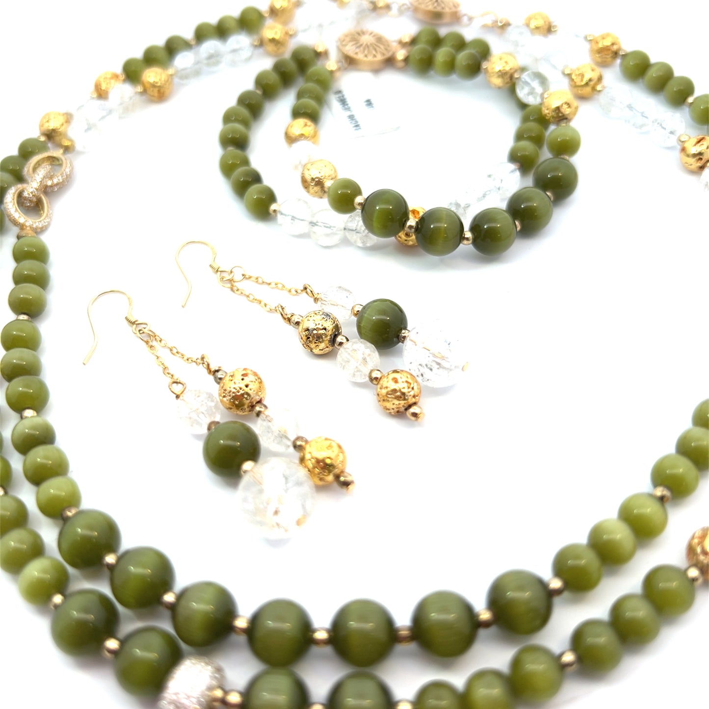 Semi-Precious Stone Set_CAT‘S EYE, LAVA & CLEAR QUARTZ