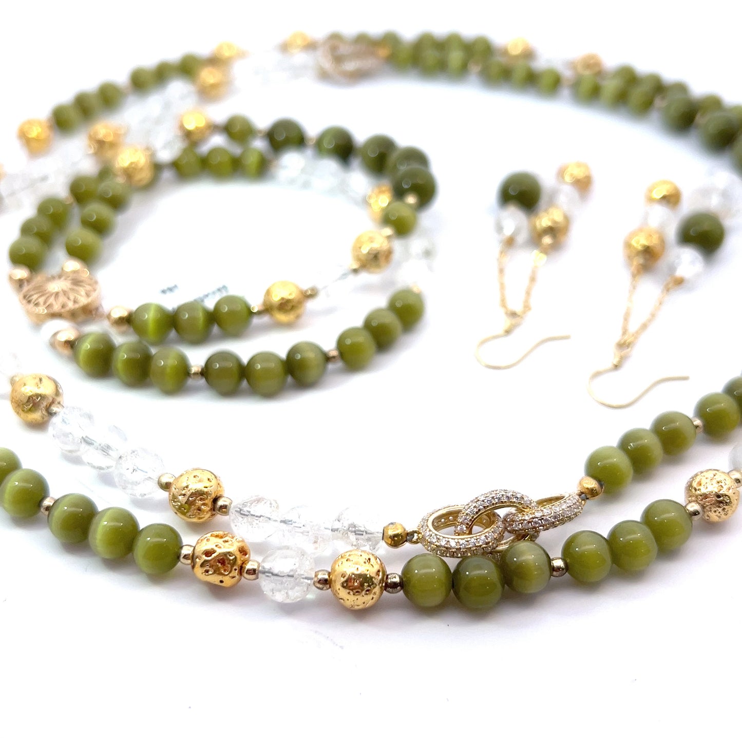 Semi-Precious Stone Set_CAT‘S EYE, LAVA & CLEAR QUARTZ