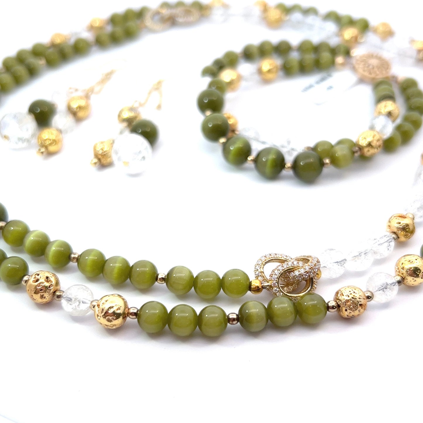 Semi-Precious Stone Set_CAT‘S EYE, LAVA & CLEAR QUARTZ