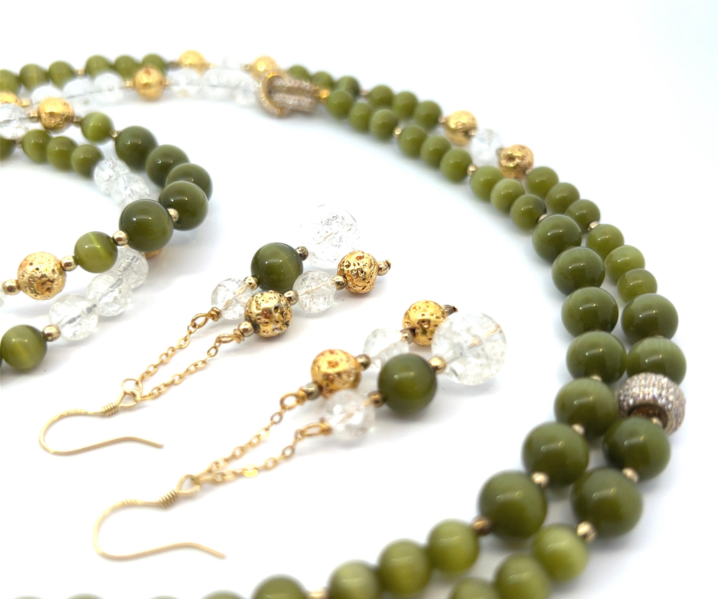 Semi-Precious Stone Set_CAT‘S EYE, LAVA & CLEAR QUARTZ
