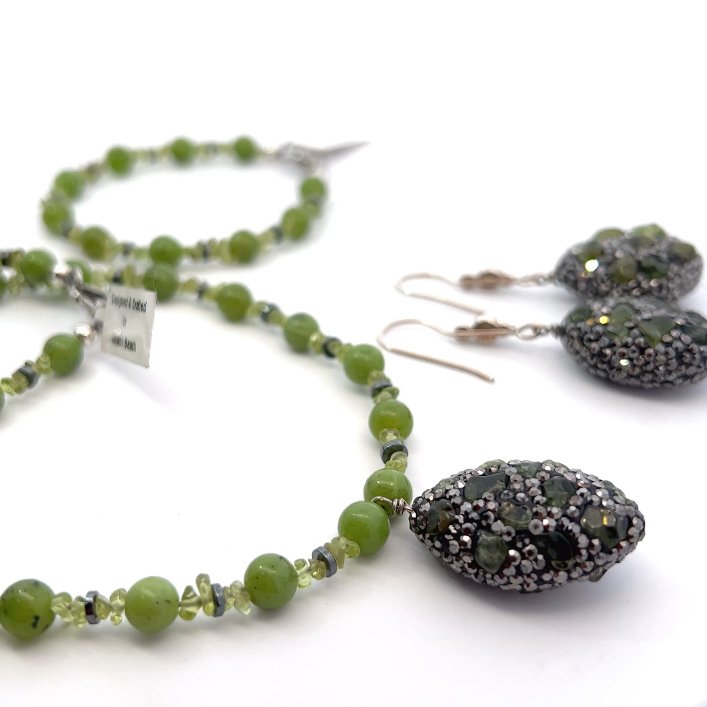 Semi-Precious Stone Set-PERIDOT & MARCASITE