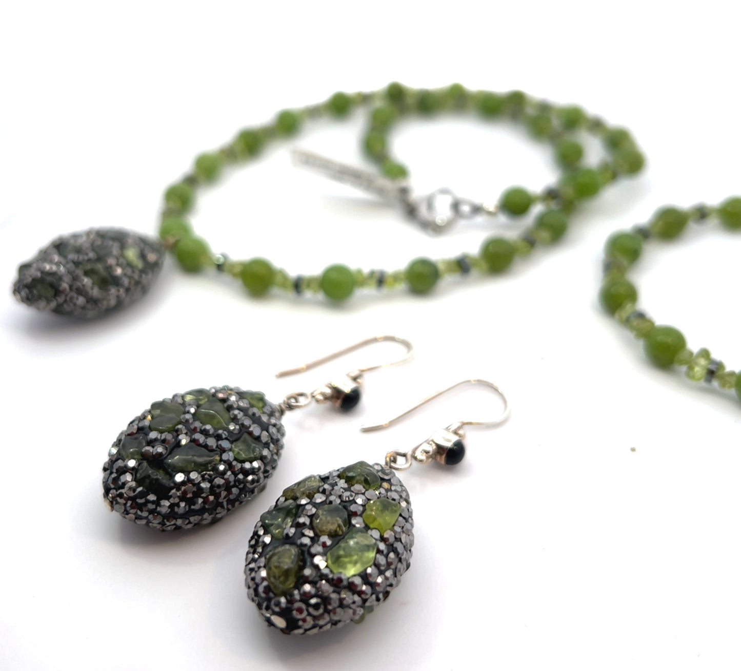 Semi-Precious Stone Set-PERIDOT & MARCASITE