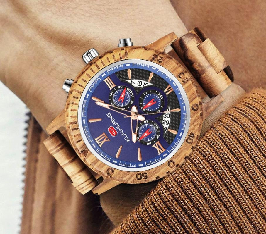 Watch - Men’s Zebrawood Wrist Watch – Sandalwood & Organic Glass