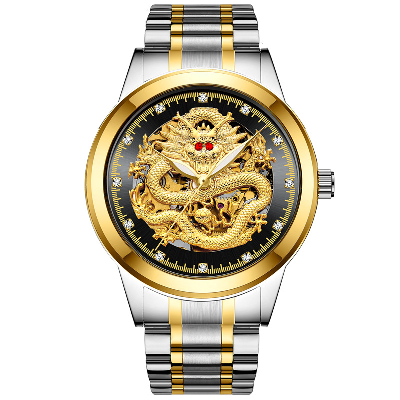 Watch - Men’s wrist watch made of zinc alloy with crystal and a dual-tone finish: gold and silver.