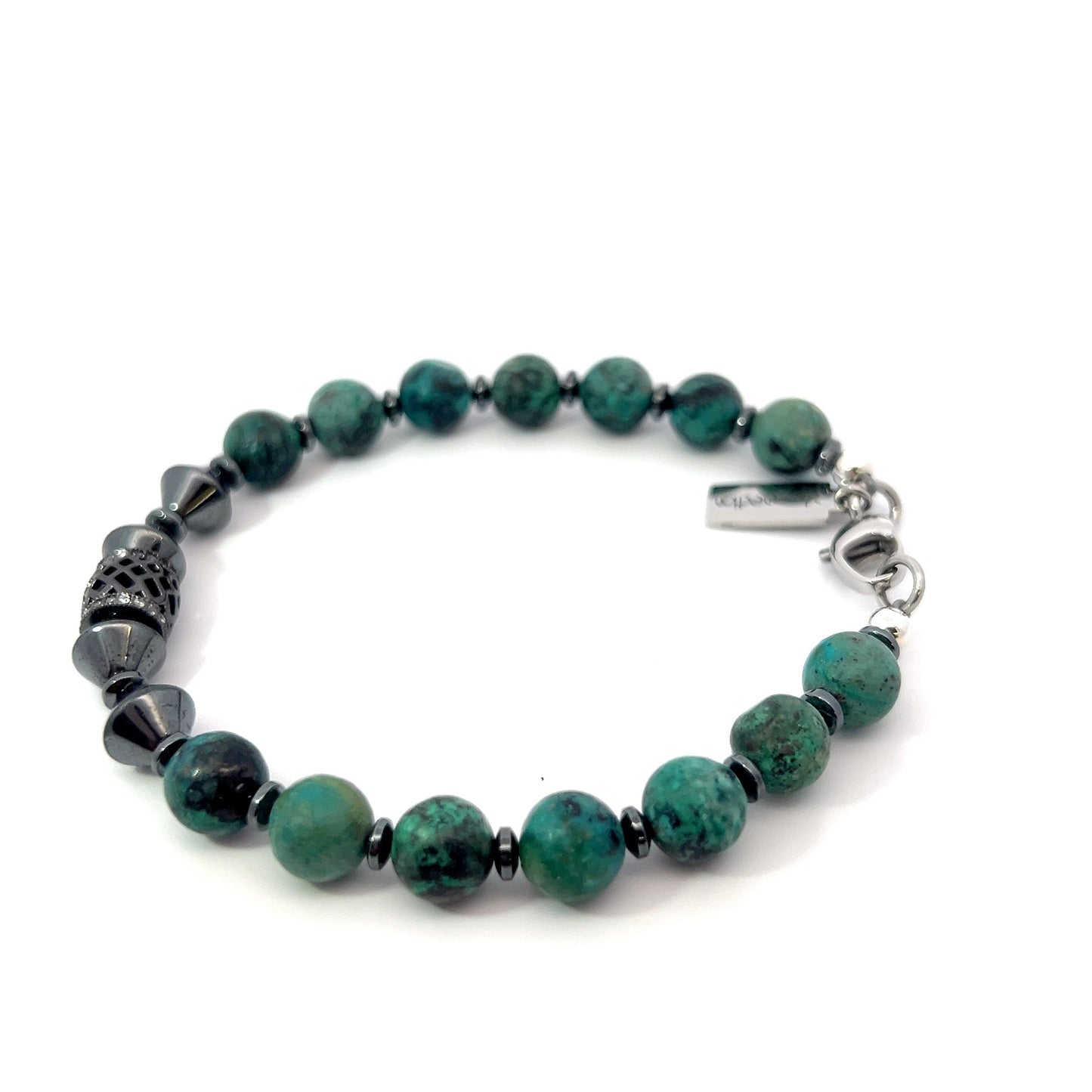 Bead Bracelet - African Turquoise and Hematite