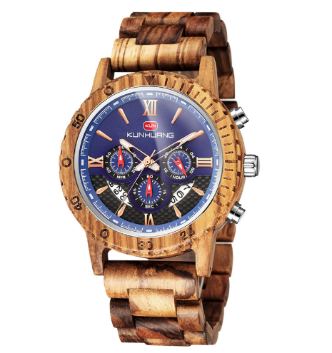Watch - Men’s Zebrawood Wrist Watch – Sandalwood & Organic Glass