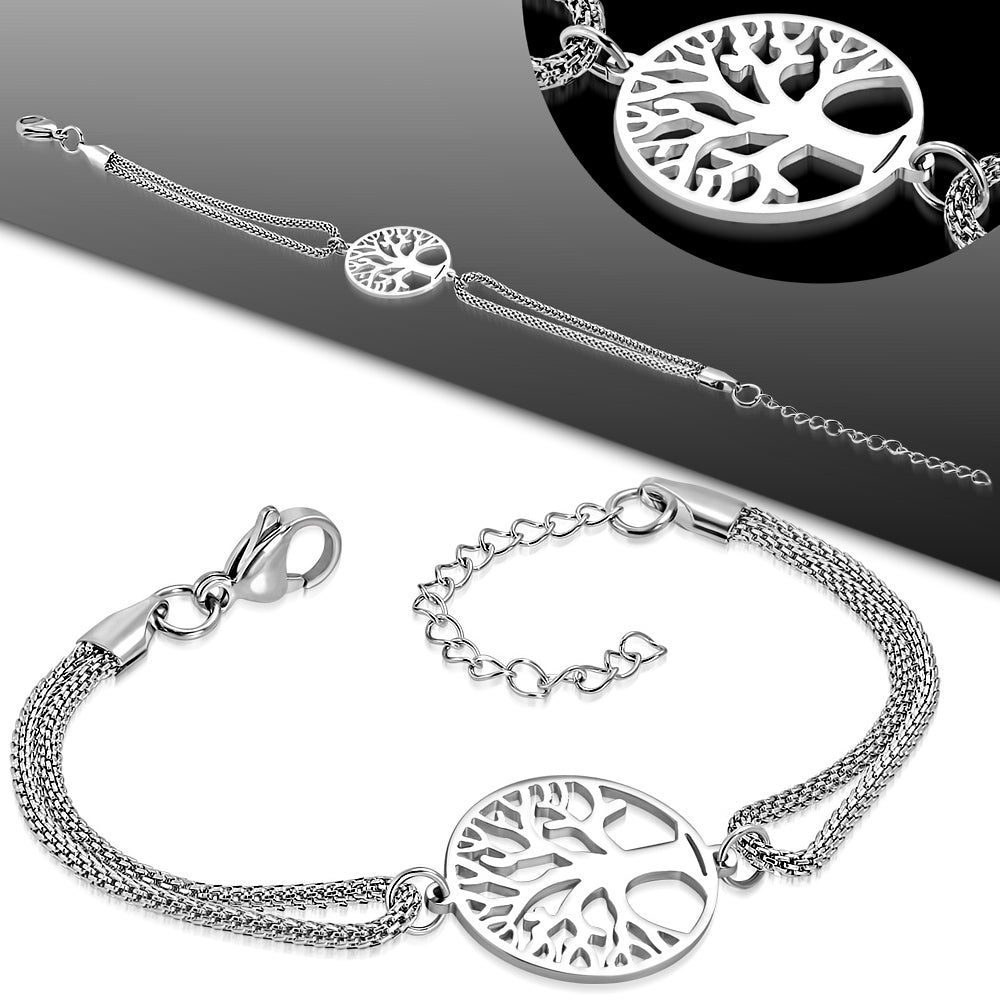 Bracelet Steel - Tree of Life Chain Mesh