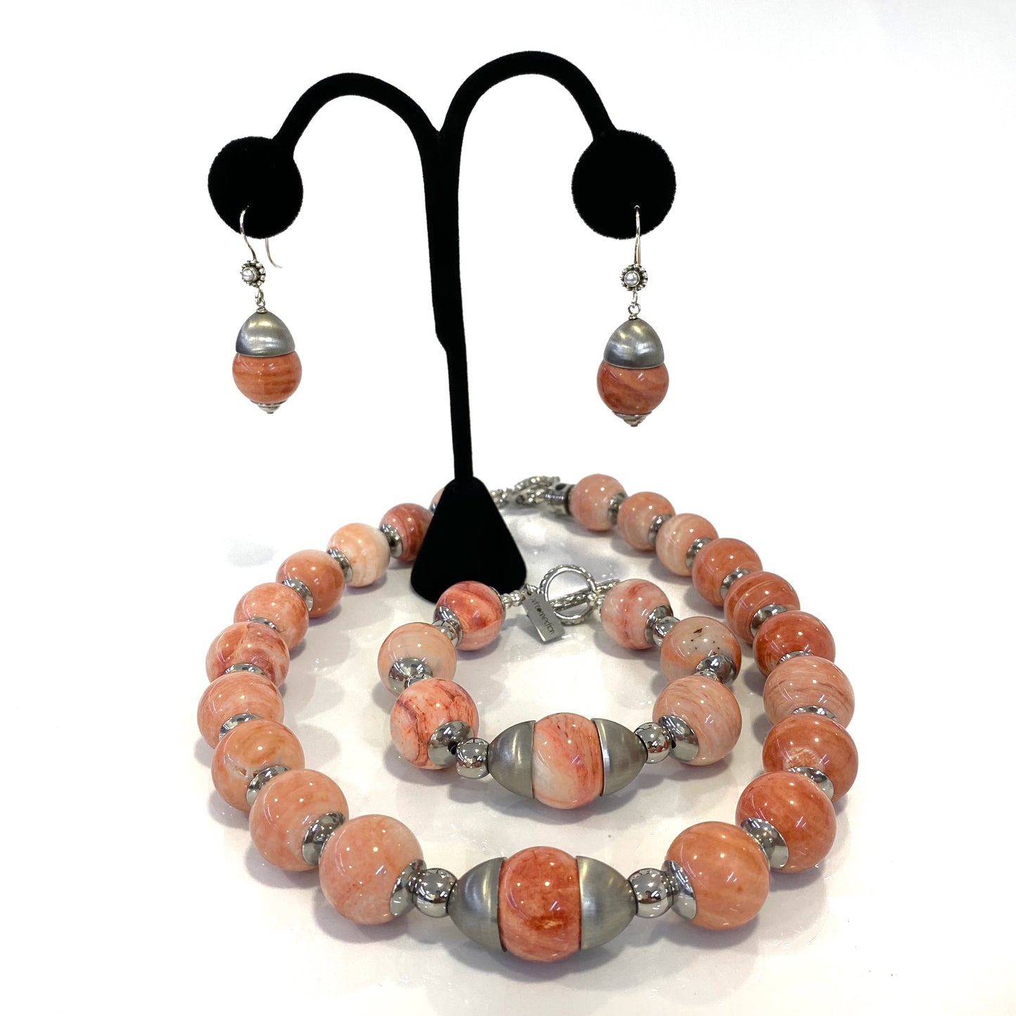 Semi-Precious Stone Set - Italian Coral Necklace