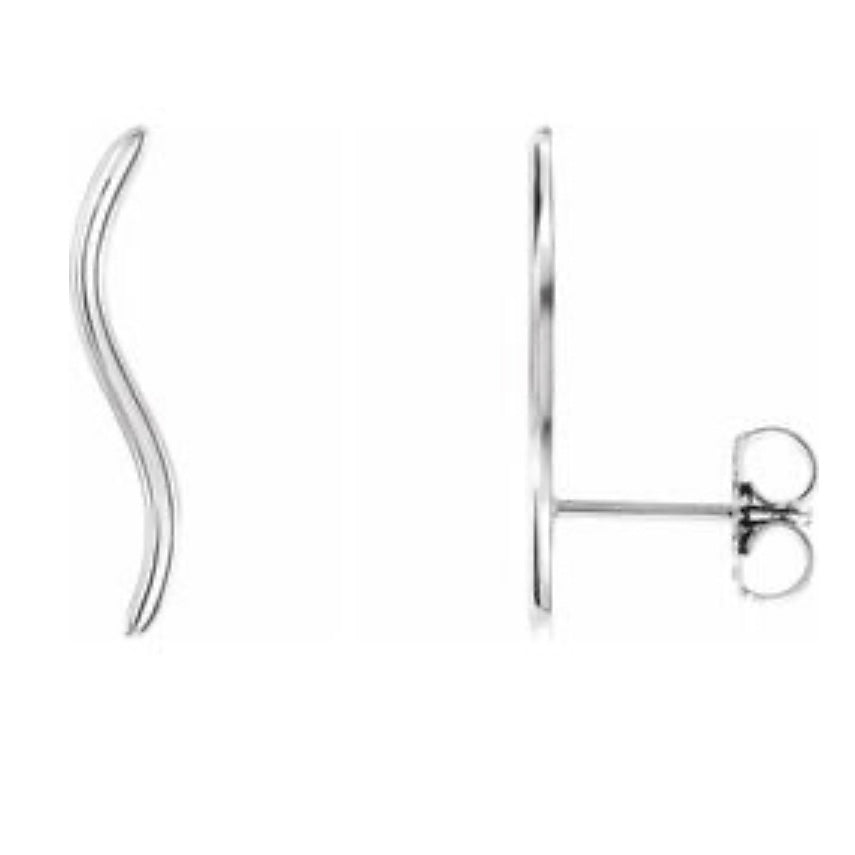 Earrings Silver - Wave Sterling Silver Ear Climber