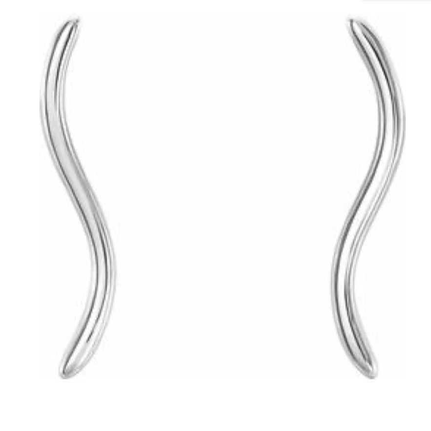 Earrings Silver - Wave Sterling Silver Ear Climber