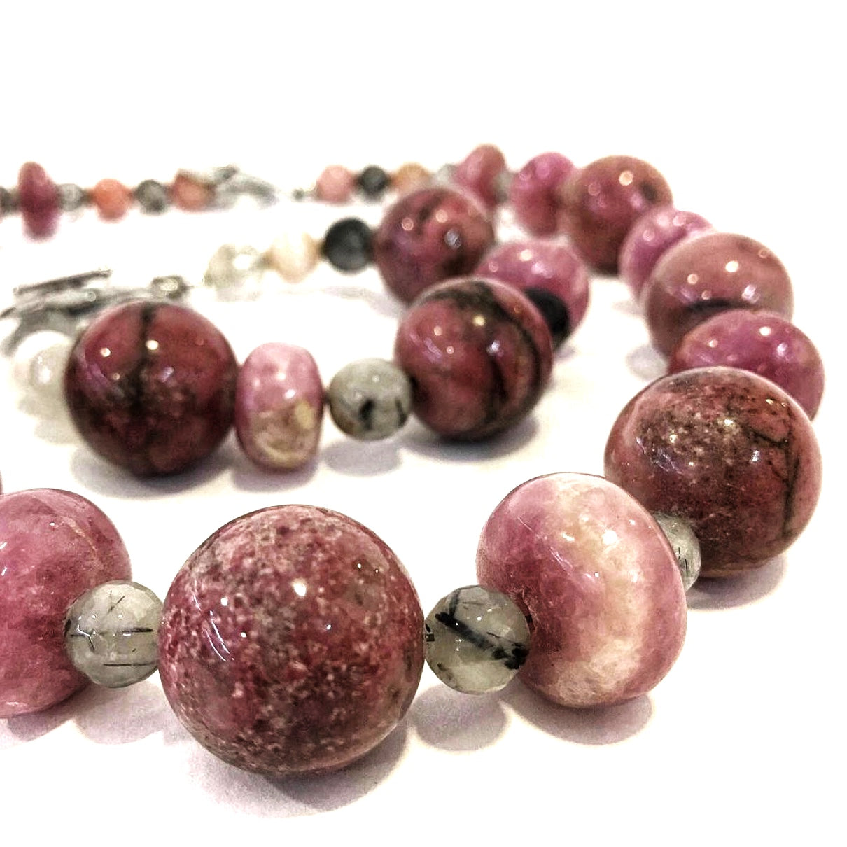 Rhodonite and Rutilated Quartz Necklace