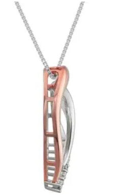 Necklace - 14K Rose Gold-Plated Sterling Silver .02 CTW Diamond Heart
