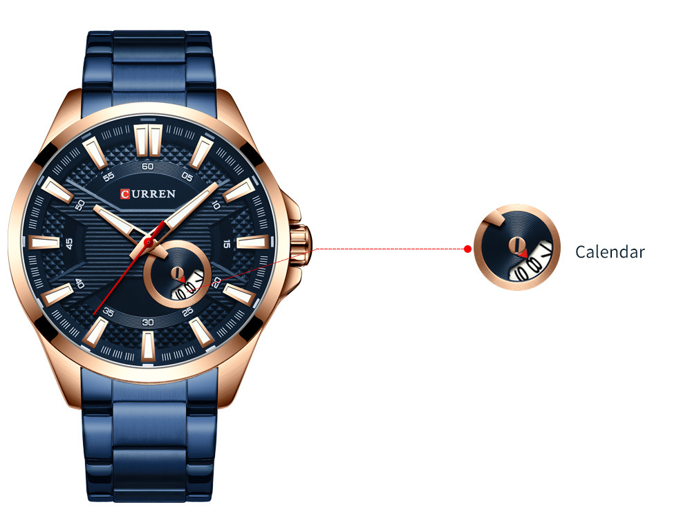 Watch - Curren Rose Gold and Blue Steel Watch