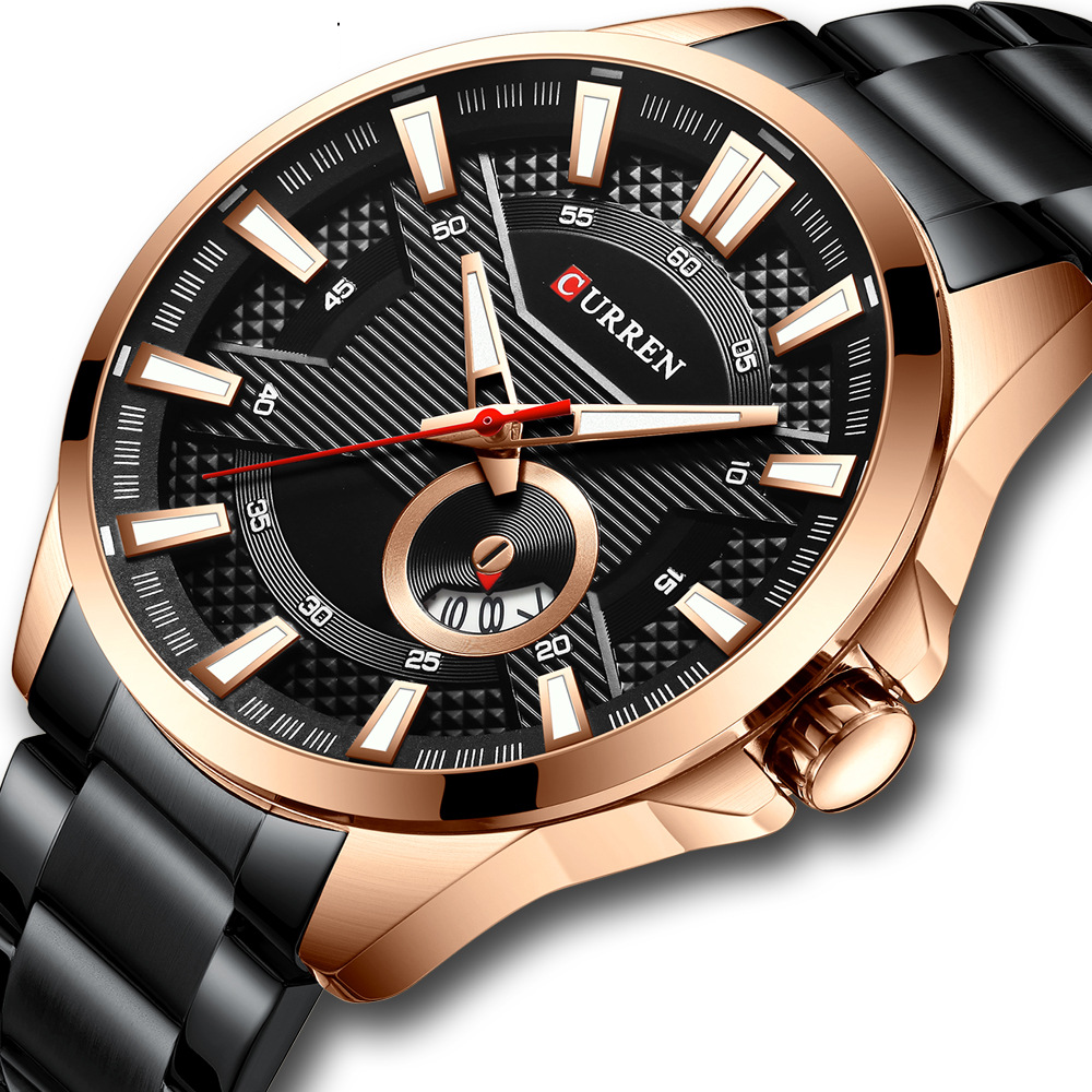 Watch - Curren Rose Gold and Black Steel Watch