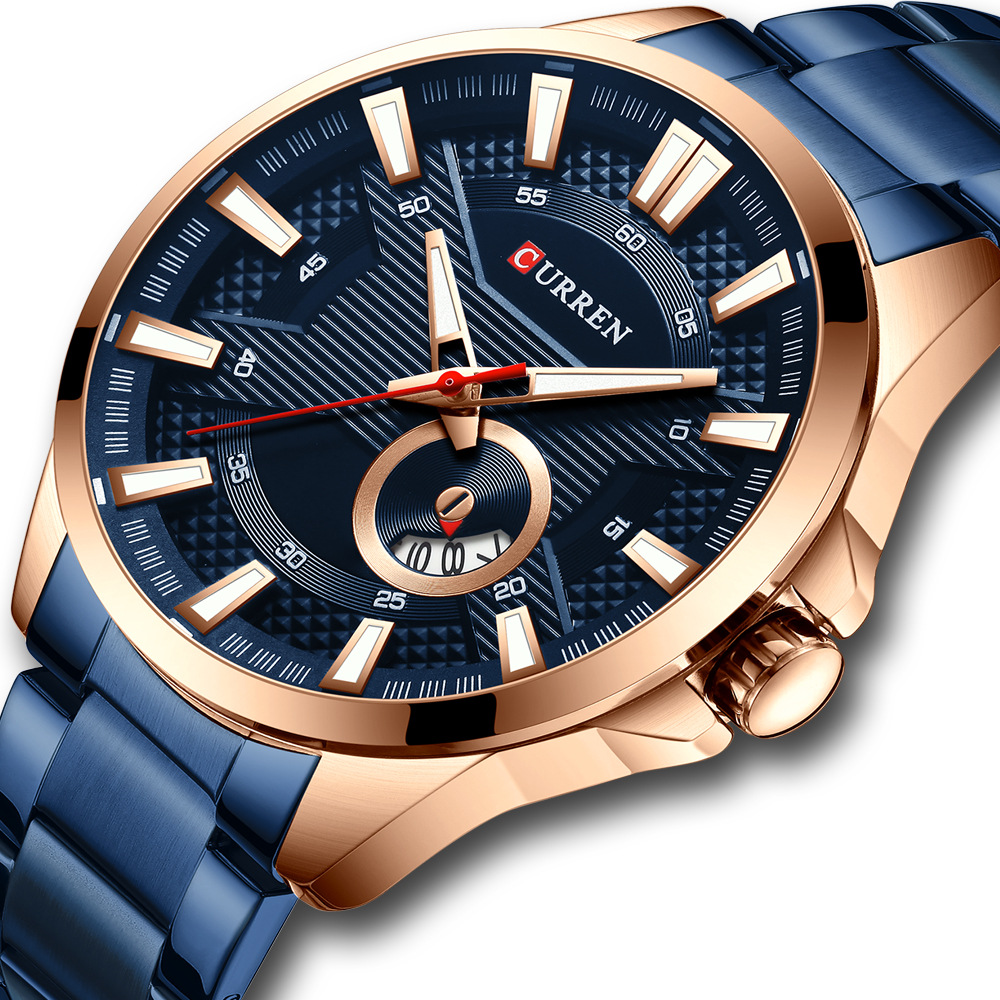 Watch - Curren Rose Gold and Blue Steel Watch