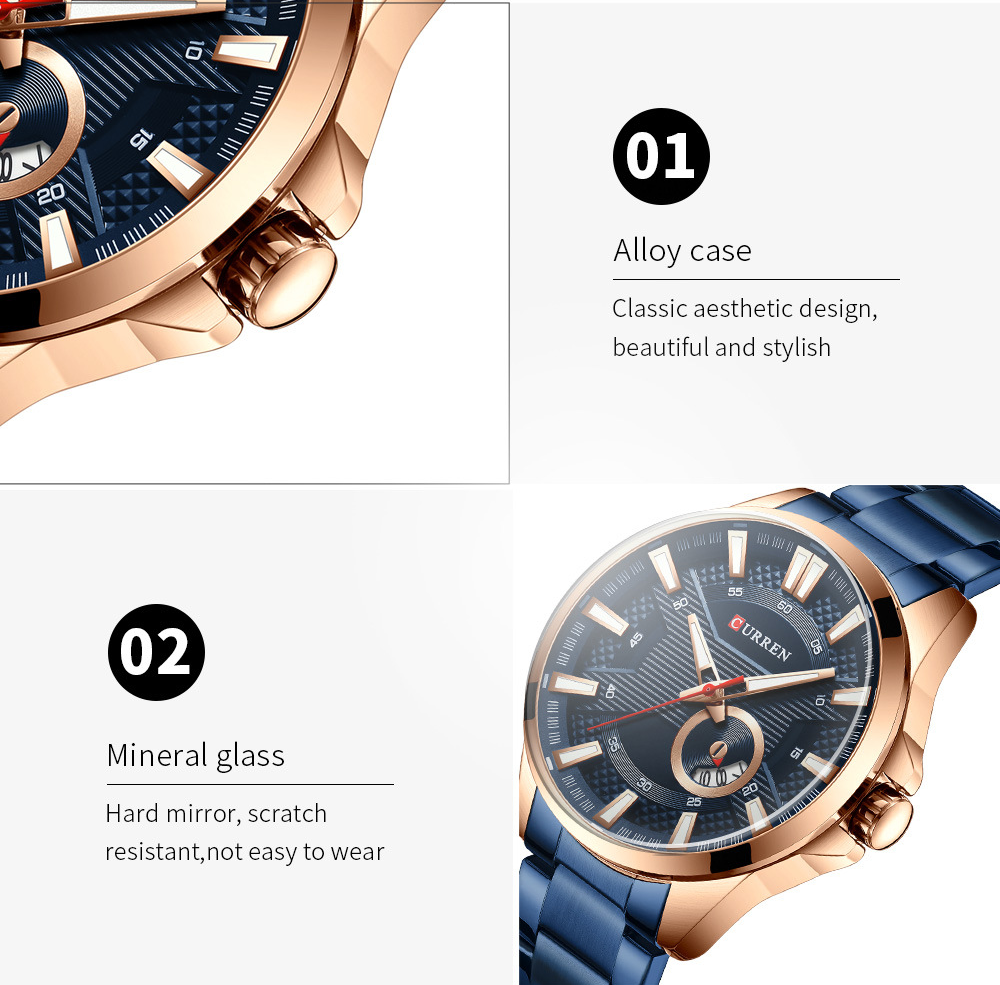 Watch - Curren Rose Gold and Blue Steel Watch