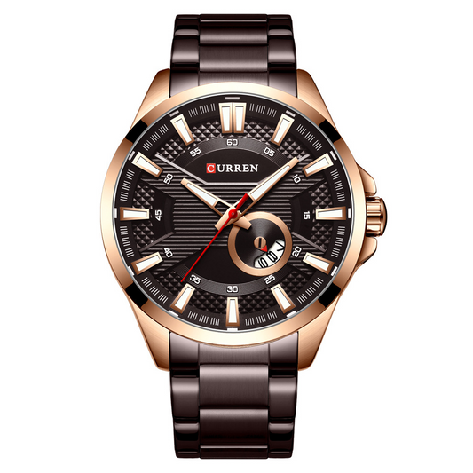 Watch - Curren Rose Gold and Brown Steel Watch