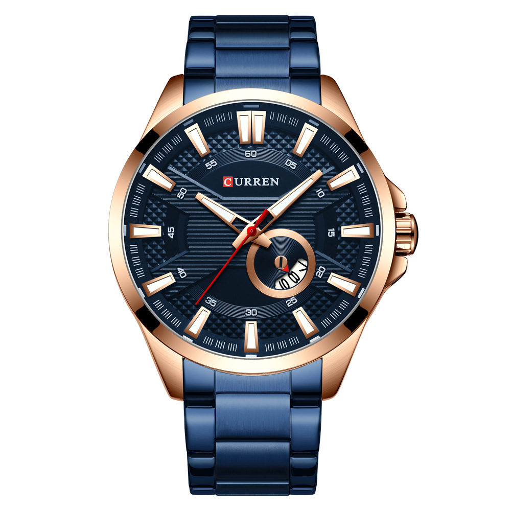 Watch - Curren Rose Gold and Blue Steel Watch