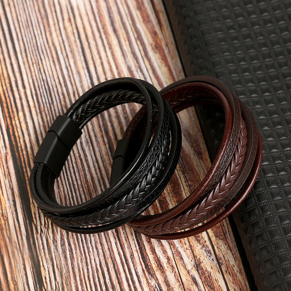 Leather Bracelet - Multiple Strands in Brown