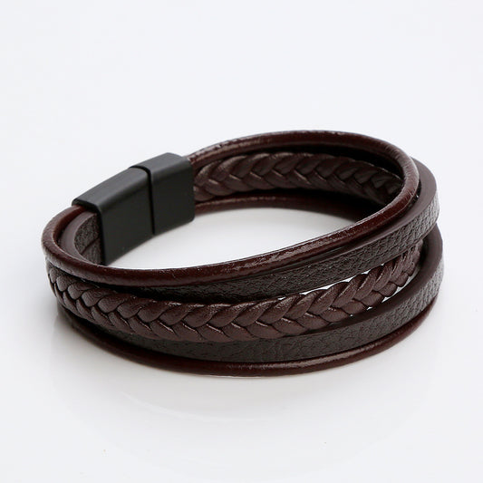 Leather Bracelet - Multiple Strands in Brown