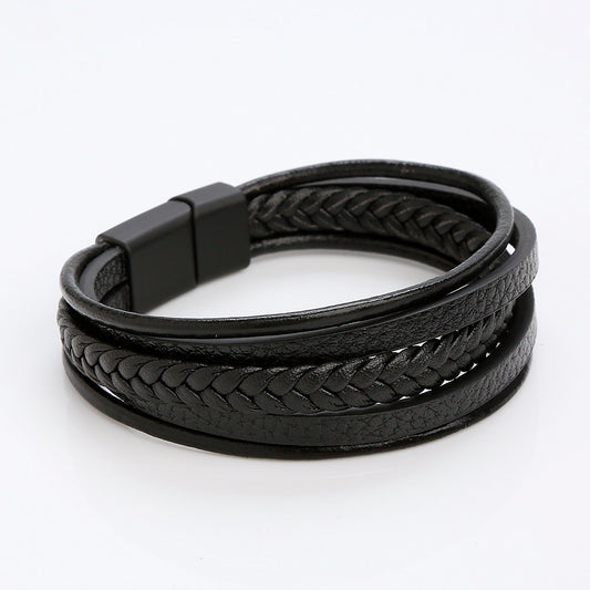 Leather Bracelet - Multiple Strand in Black