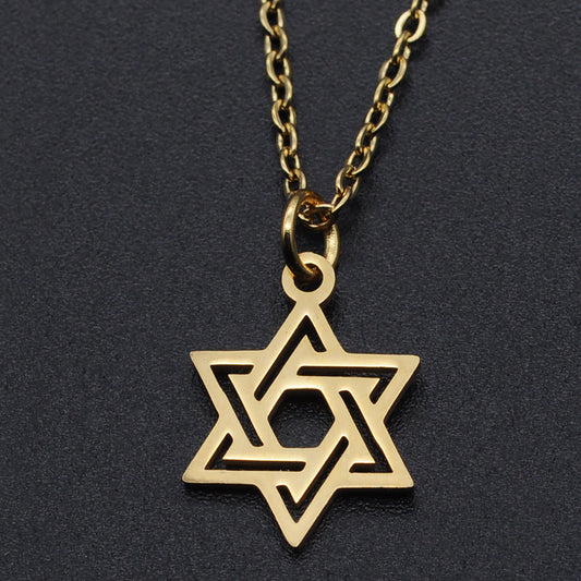 Necklace Steel - Gold Plated Star of David