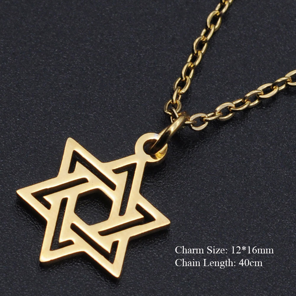 Necklace Steel - Gold Plated Star of David