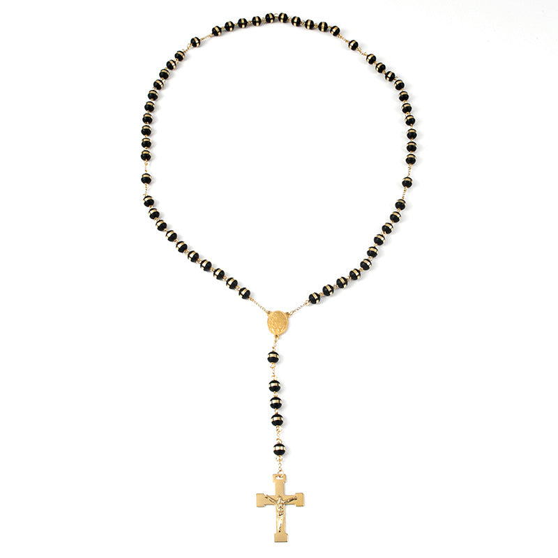 Rosary - Gold Plated Steel with 8mm Rubber Beads