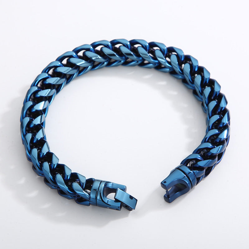 Bracelet Steel - Franco Link in Blue Plating