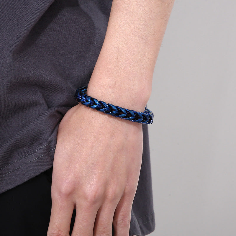 Bracelet Steel - Franco Link in Blue Plating