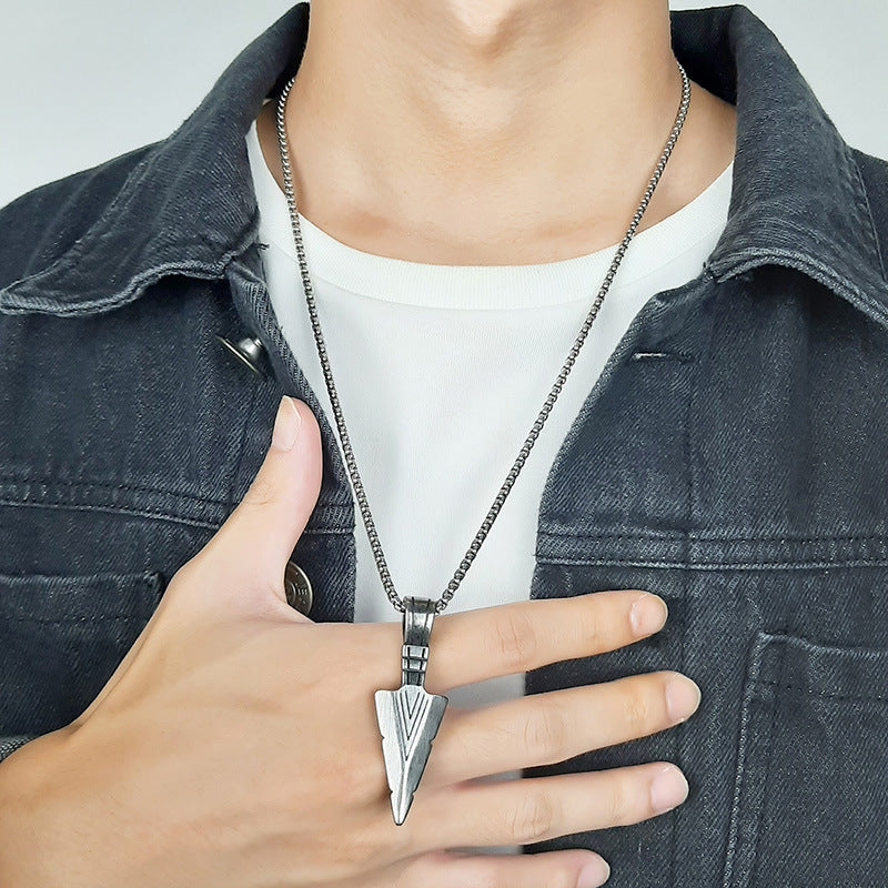 Necklace Steel - Arrowhead Pendant Silver Color