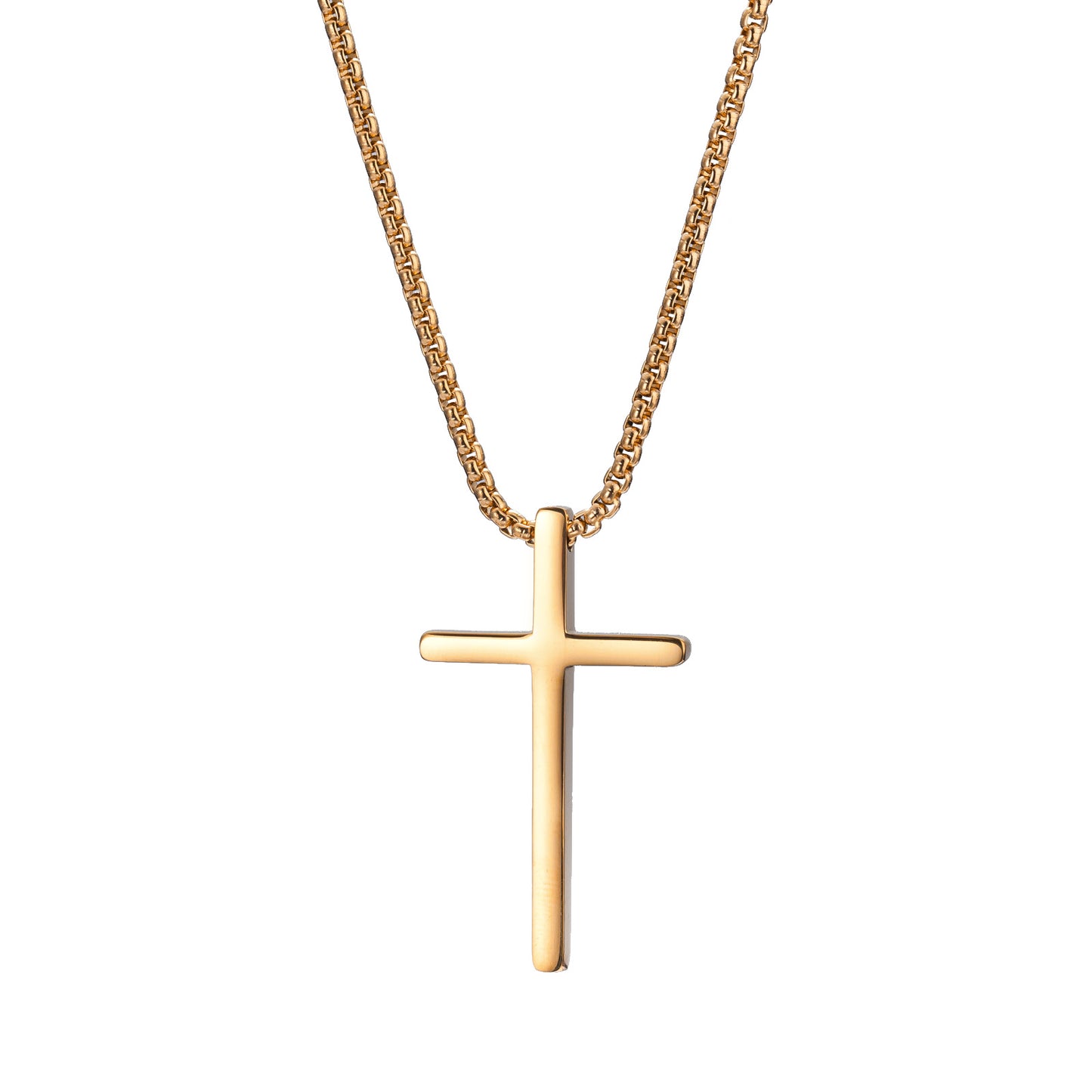 Necklace Steel - Plain Cross in Gold Plated