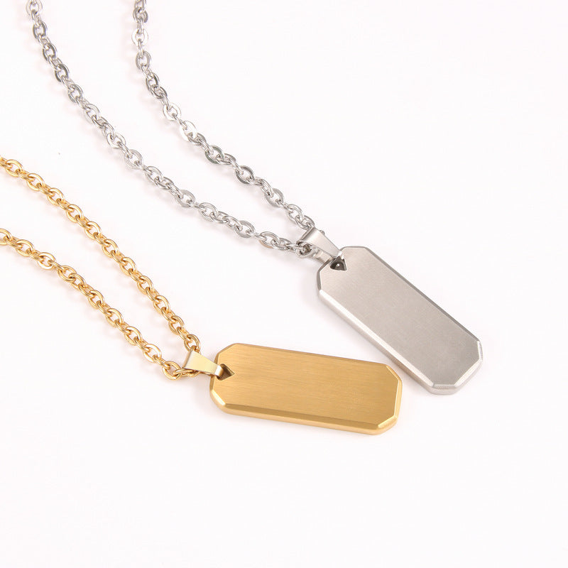 Necklace Steel - Slim Dog Tag Gold Plated