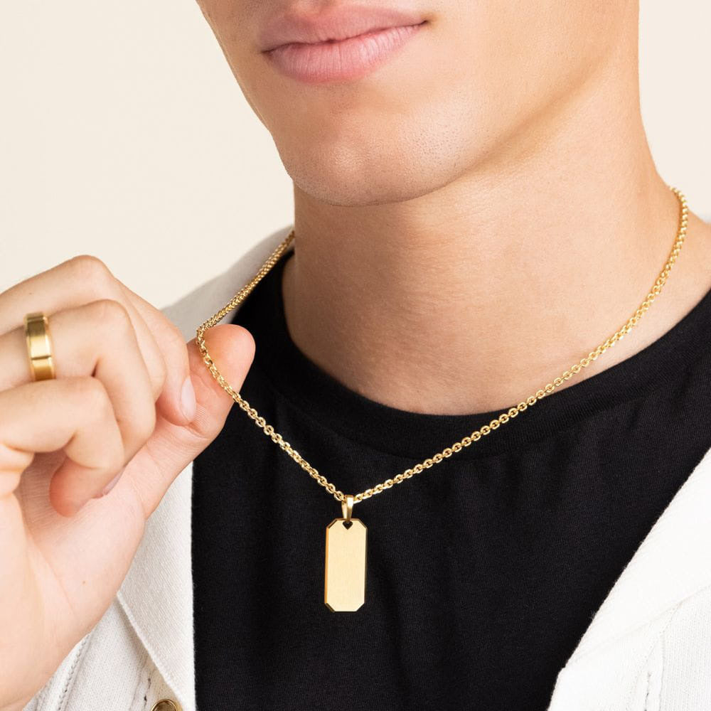 Necklace Steel - Slim Dog Tag Gold Plated