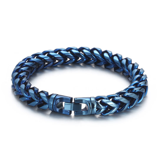 Bracelet Steel - Franco Link in Blue Plating