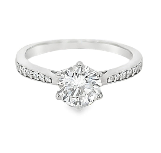 Ring Silver -6 Prong  Cubic Zirconia Engagement Ring