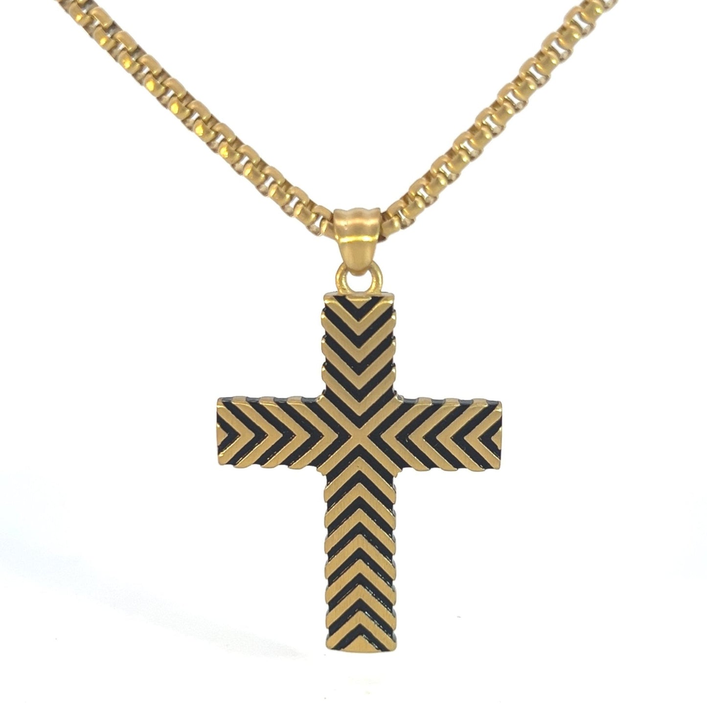 Necklace Steel - Chevron Cross Necklace