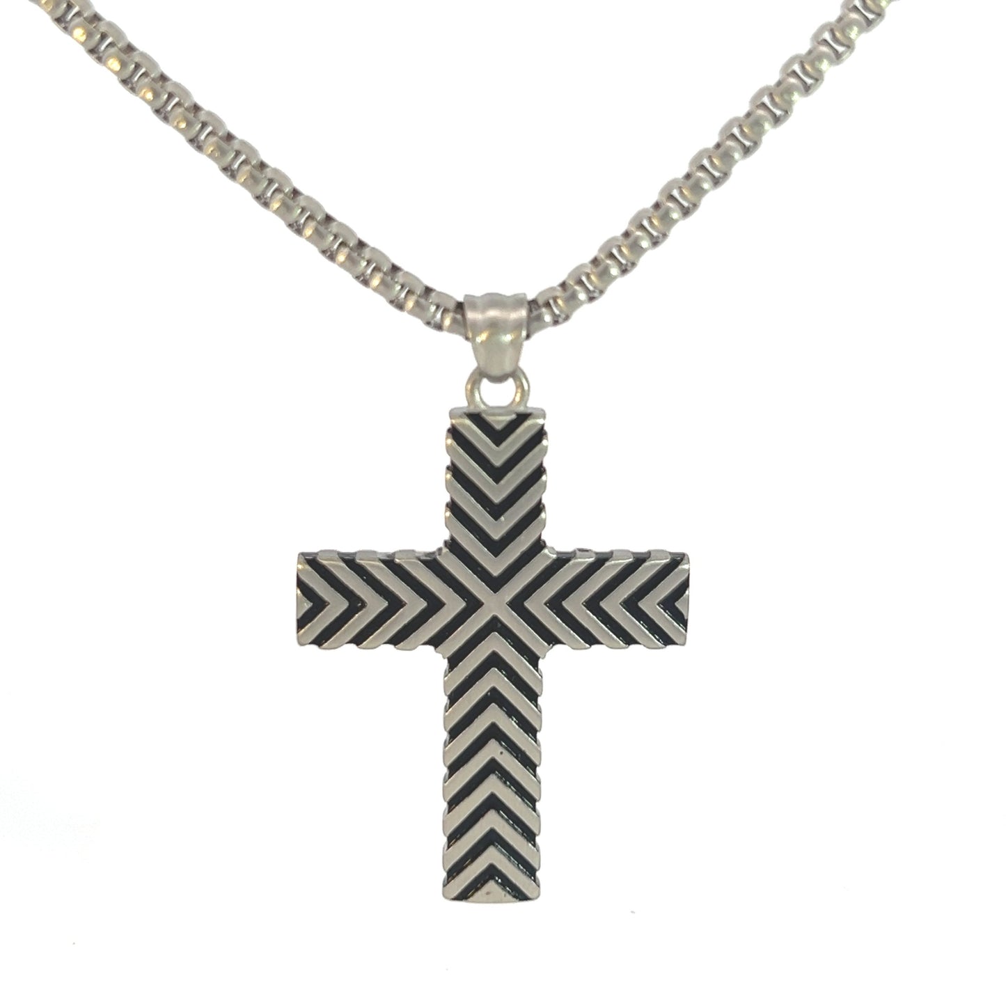 Necklace Steel - Chevron Cross Necklace