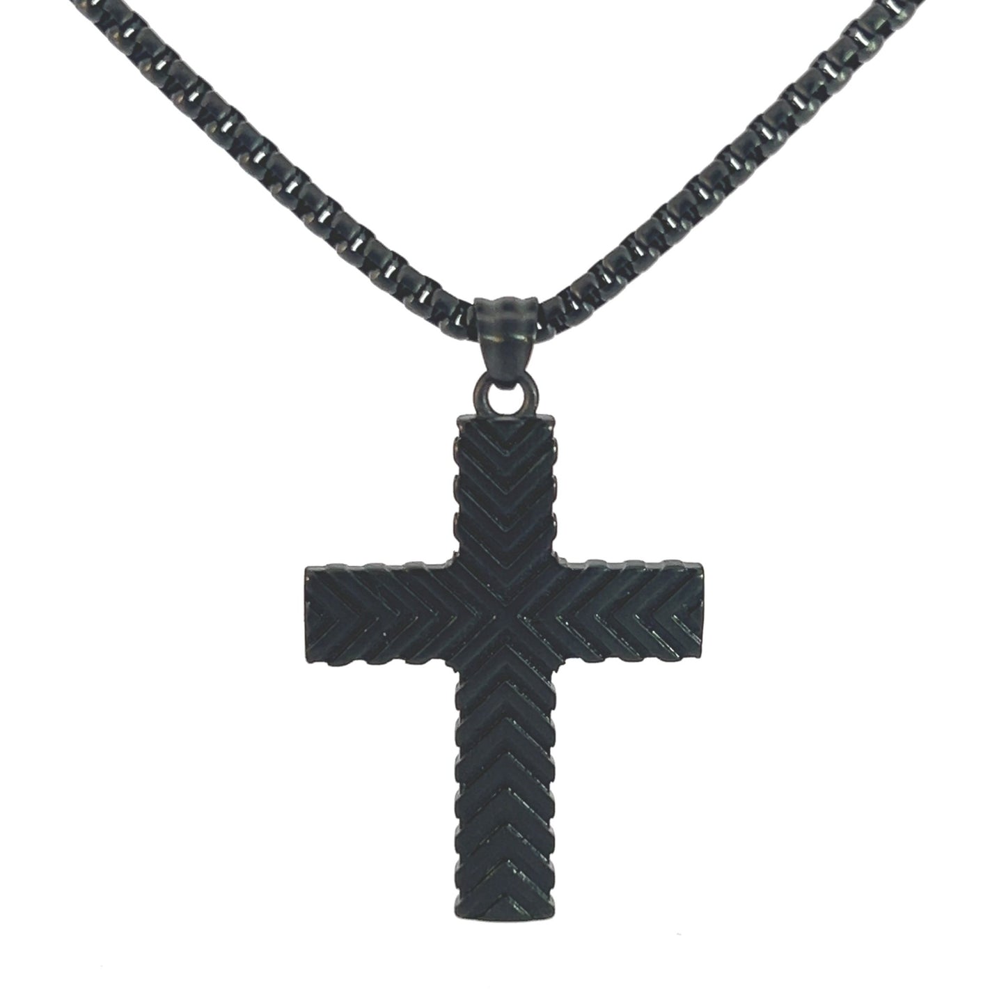 Necklace Steel - Chevron Cross Necklace