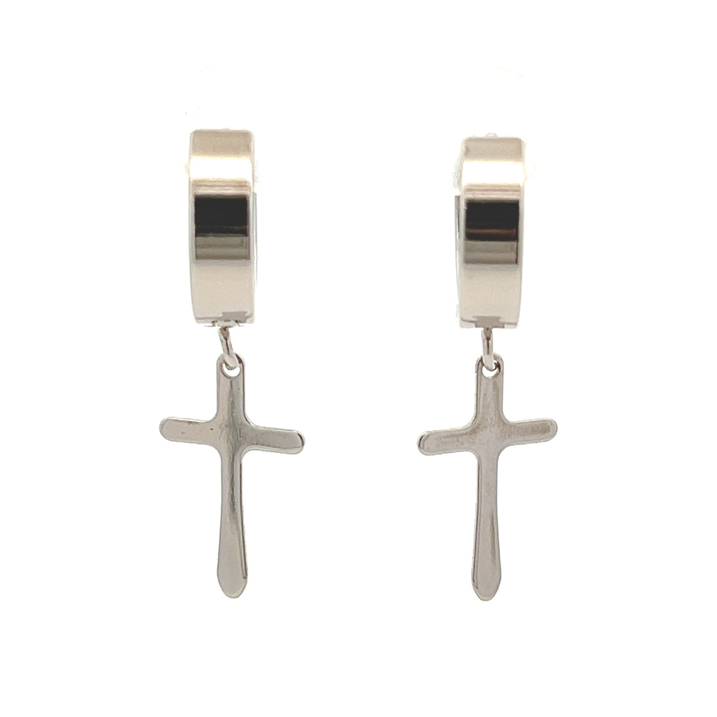 Earrings Steel - Cross Huggies